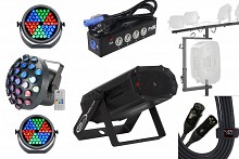 KPODJ Lighting Starter Pack II | T-Bar with Laser, Wash Lights, UV, Strobe, and Power Management