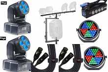 KPODJ Lighting Starter Pack III | T-Bar with Laser, Wash Lights, UV, Strobe, and Power Management