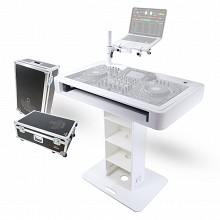 ProX XZF-DJCT W Case | White Control Tower DJ Booth w/ Laptop Stand & Flight Cases
